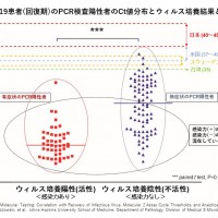 COVID-19患者(回復期)のPCR陽性者のCt値分布とウイルス培養結果との比較