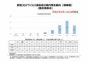 新型コロナウイルス感染症の国内発生動向(重症者割合)　2021.8.11時点