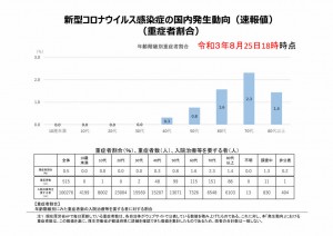 新型コロナウイルス感染症の国内発生動向(重症者割合)　2021.8.25時点